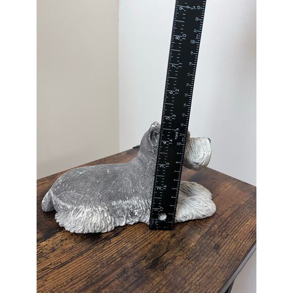 Vintage 1982 Small Sandicast Schnauzer Dog Sculpture, Laying - Picture 9 of 13